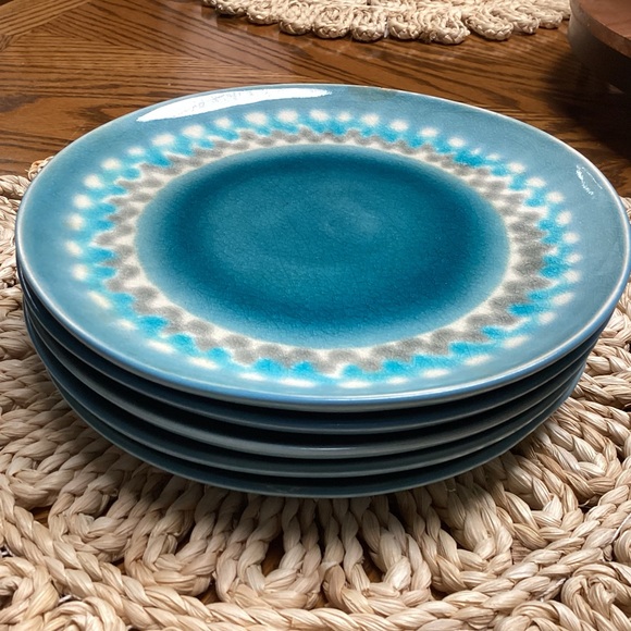 Baum Other - Vintage Baum Shibori Aqua Turquoise 8” Salad Plate (5 plates)